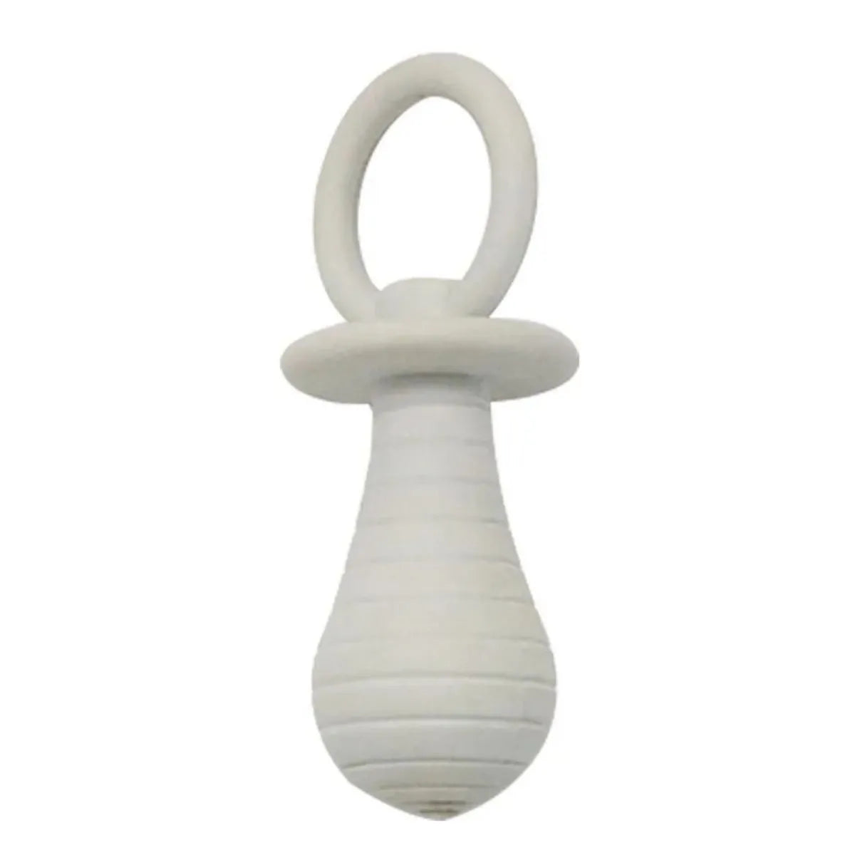 Set of four coloured TPR rubber pacifier chew toys for puppies and kittens on a white background.