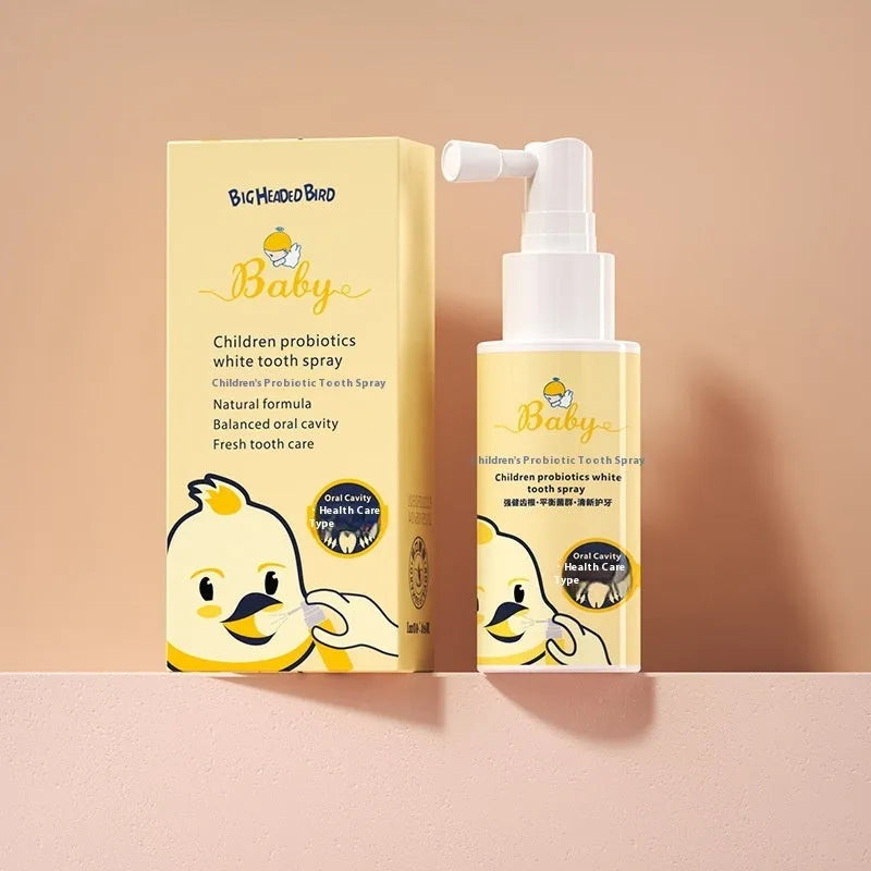 Children's probiotics anticavity oral spray bottle in strawberry and orange flavour options
