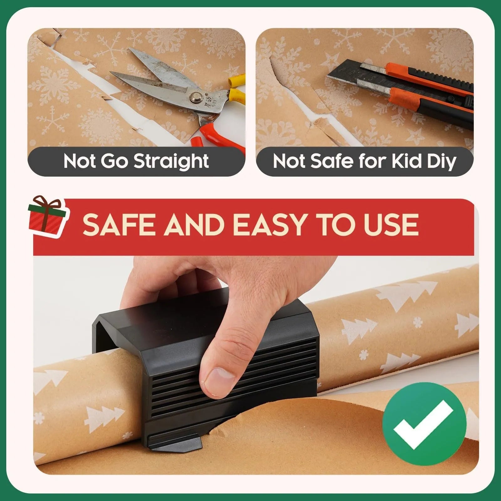 Plastic roll paper cutter in black, red, and green colour options