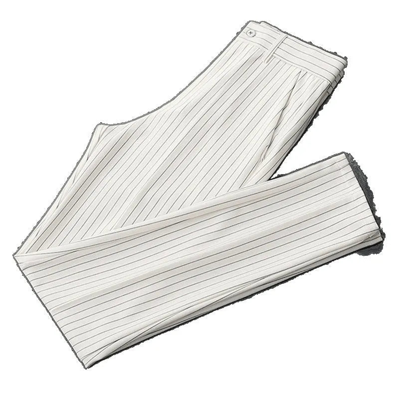 Men's loose striped suit pants in black and white cropped jeans and trousers styles