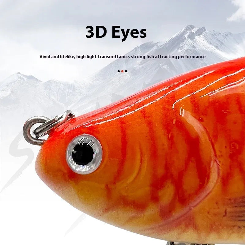 Multi-section metal plastic submerged simulation fishing lure in a 5-piece box