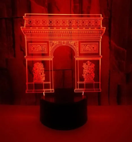 Triumphal Arch 3D acrylic night light with 7 colour LED and black ABS base