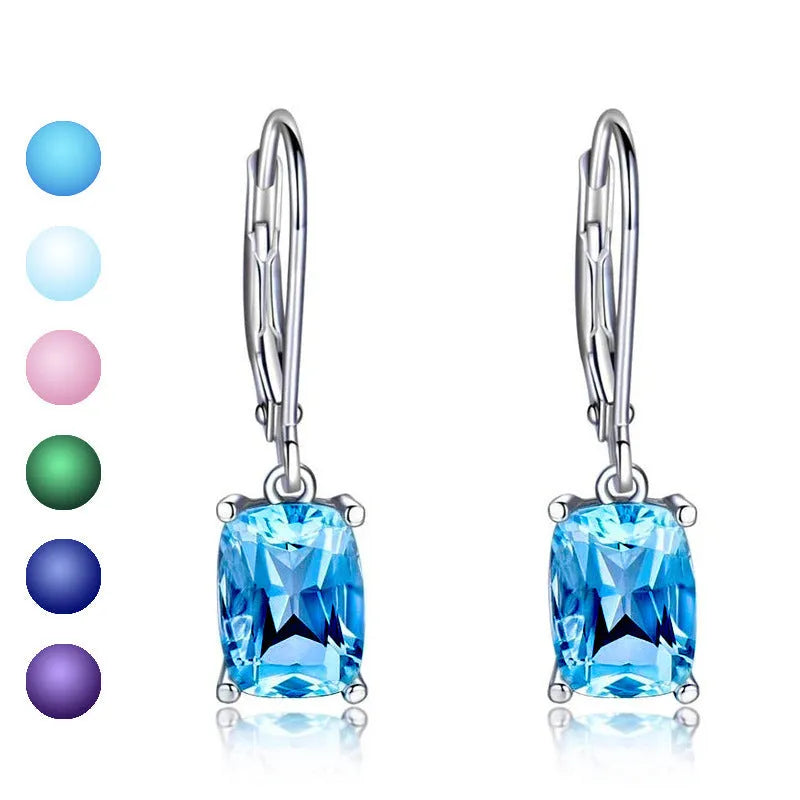 Simple geometric zircon earrings on copper base, available in six electroplated colours