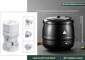 Black 10 litre stainless steel insulation soup pot with steel cover and electric heating plug