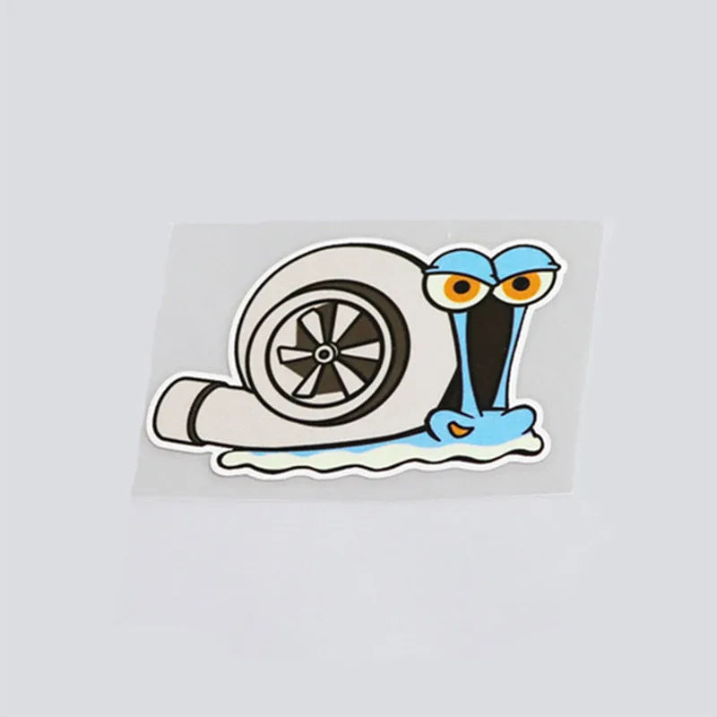 Colourful cartoon snail reflective car sticker measuring 12 by 8 centimetres