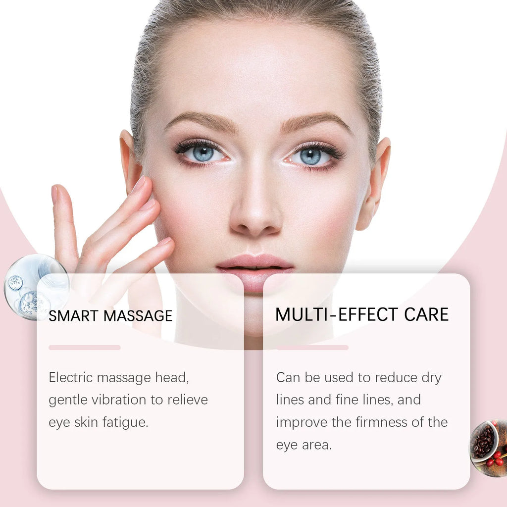 Electric firming eye cream device with massage head, 50g, 7.7cm by 11cm.