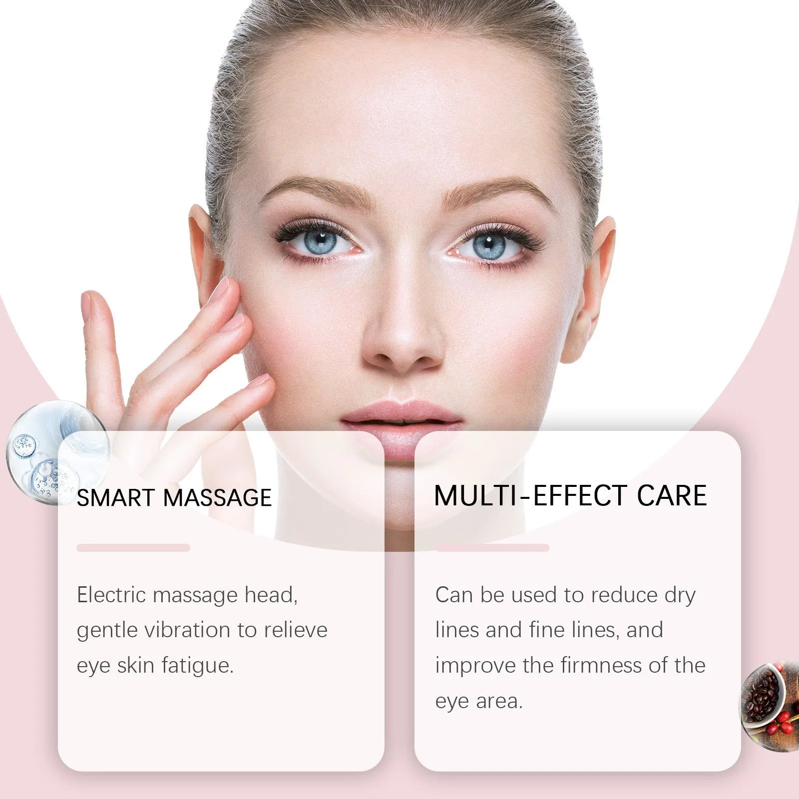 Electric firming eye cream device with massage head, 50g, 7.7cm by 11cm.