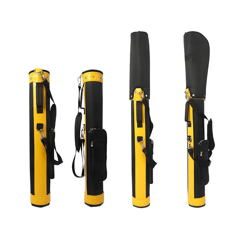 Large capacity leather golf bag in yellow and red for golf club storage