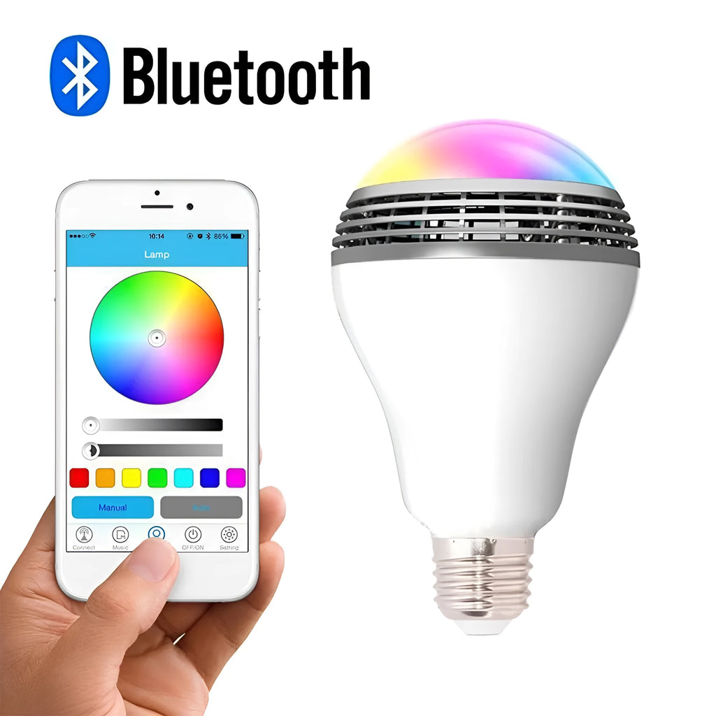 Creative Home LED Smart Bluetooth Speaker E27 light bulb with white PC body