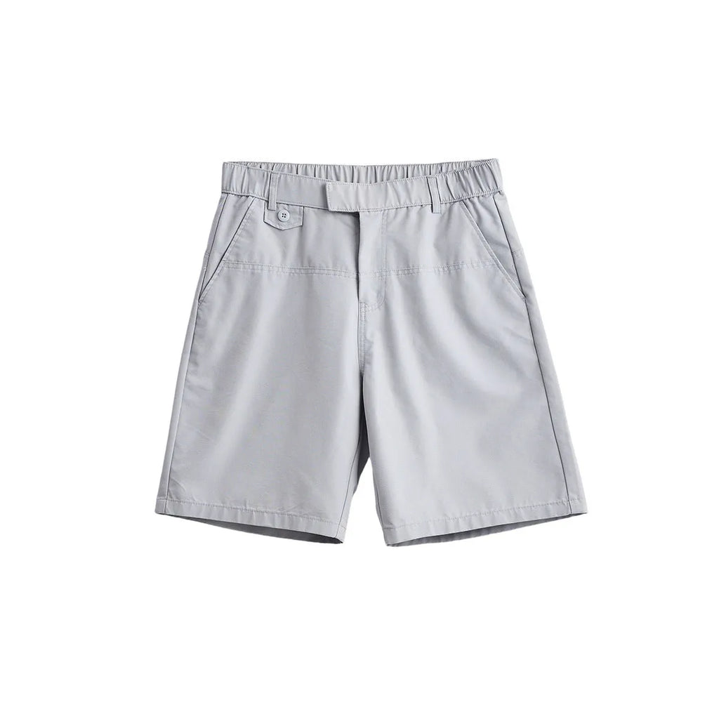 Men's light blue casual cotton blend shorts with a loose fit, shown on a hanger.