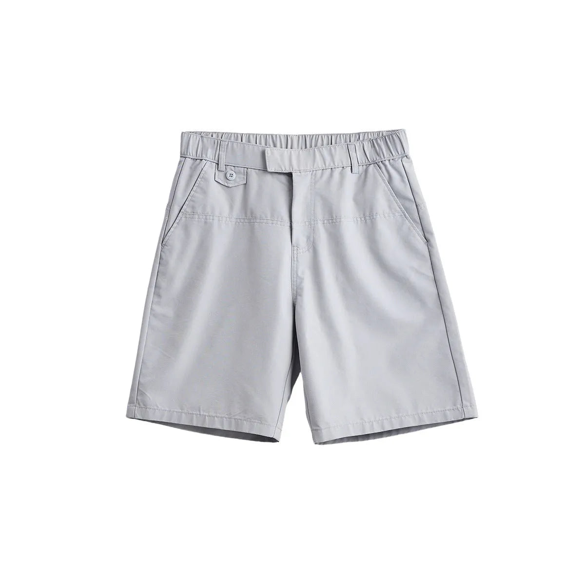 Men's light blue casual cotton blend shorts with a loose fit, shown on a hanger.