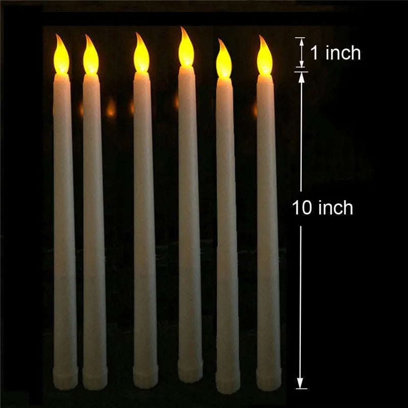 28cm white plastic LED electronic candlestick with yellow flashing light, remote control model