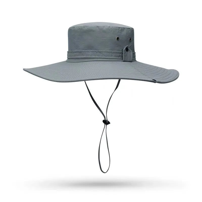 Men's cotton linen fisherman sun hat with flat crown and flame embroidery in summer colours