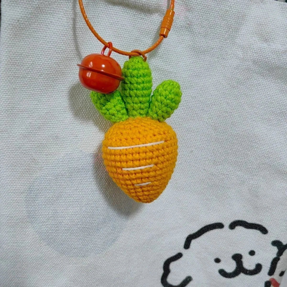 Colourful wool felt cartoon carrot keychain pendant with attachment loop
