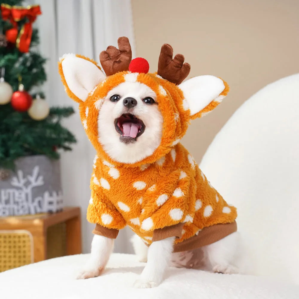 Elk antler Christmas costume for medium-sized dogs with fleece lining in six available sizes