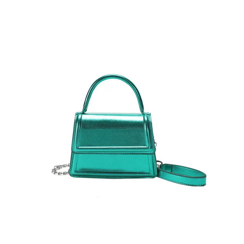 Retro PU crossbody shoulder bag in horizontal square shape with sewing line details