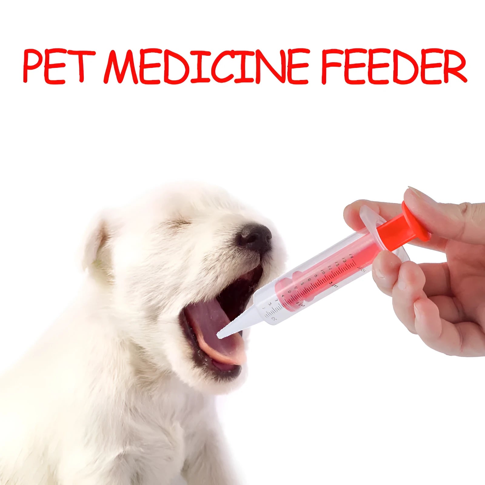 Two pet pill shooters with soft silicone tips for administering cat and dog medicine.