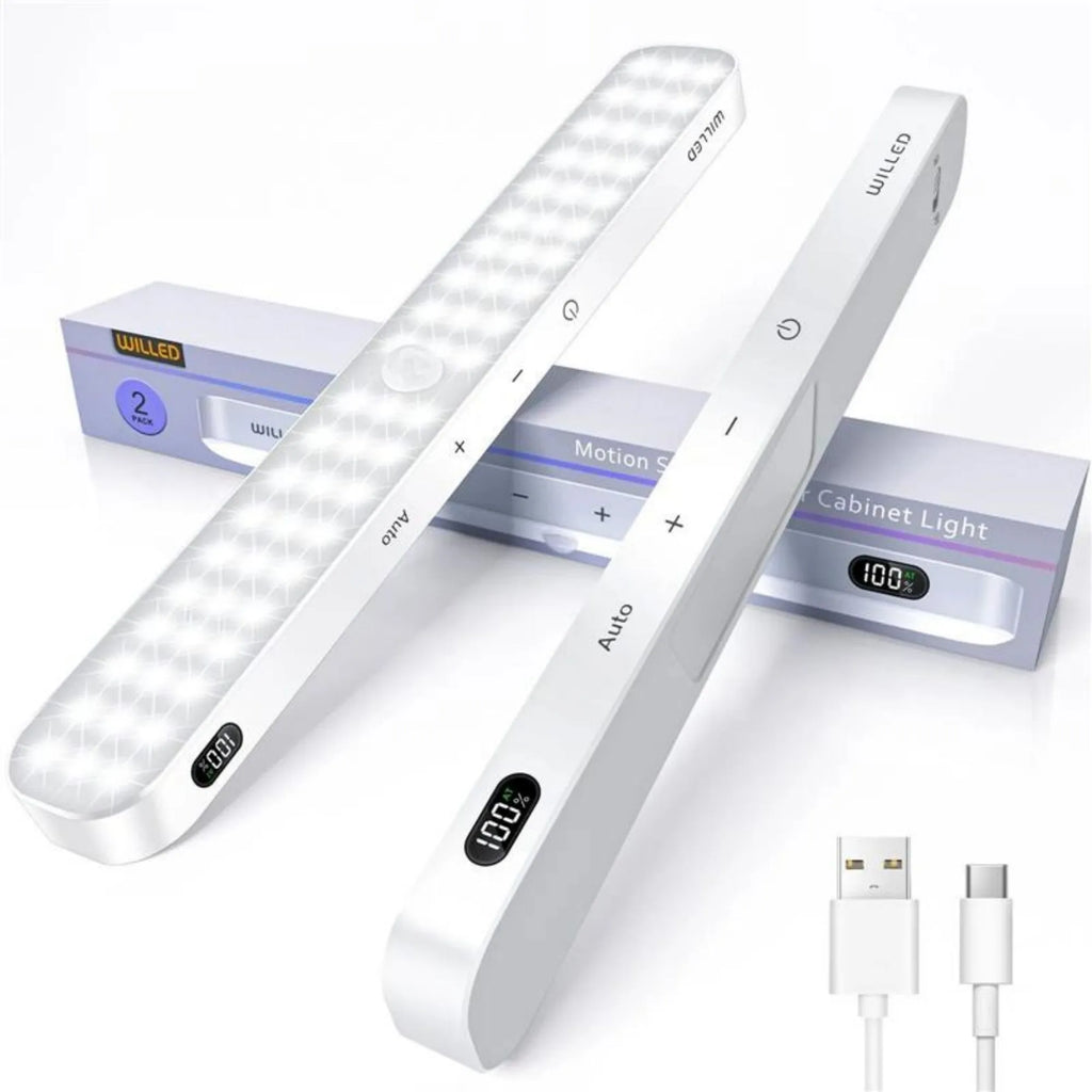 White battery-powered motion sensor cabinet light with adjustable length 1m to 5m