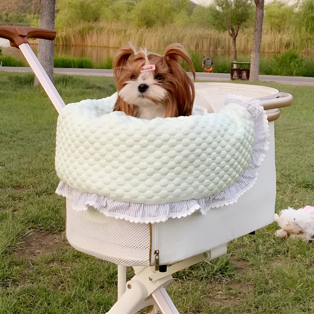 Pet stroller three-piece accessory set with anti-dirty towel, cushion and pillow in pure cotton