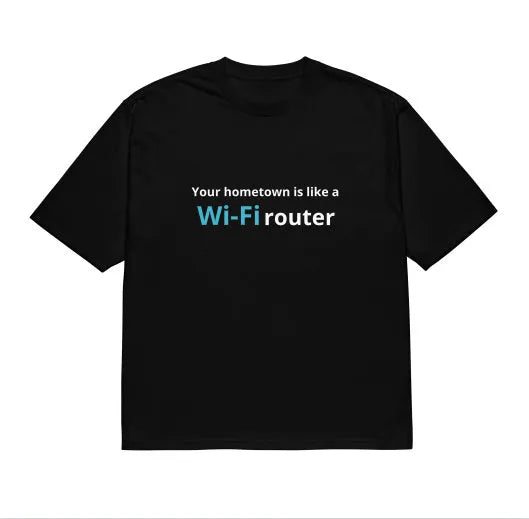 Black men's t-shirt with a colourful 3D digital cartoon print on the front, showing loose fit.