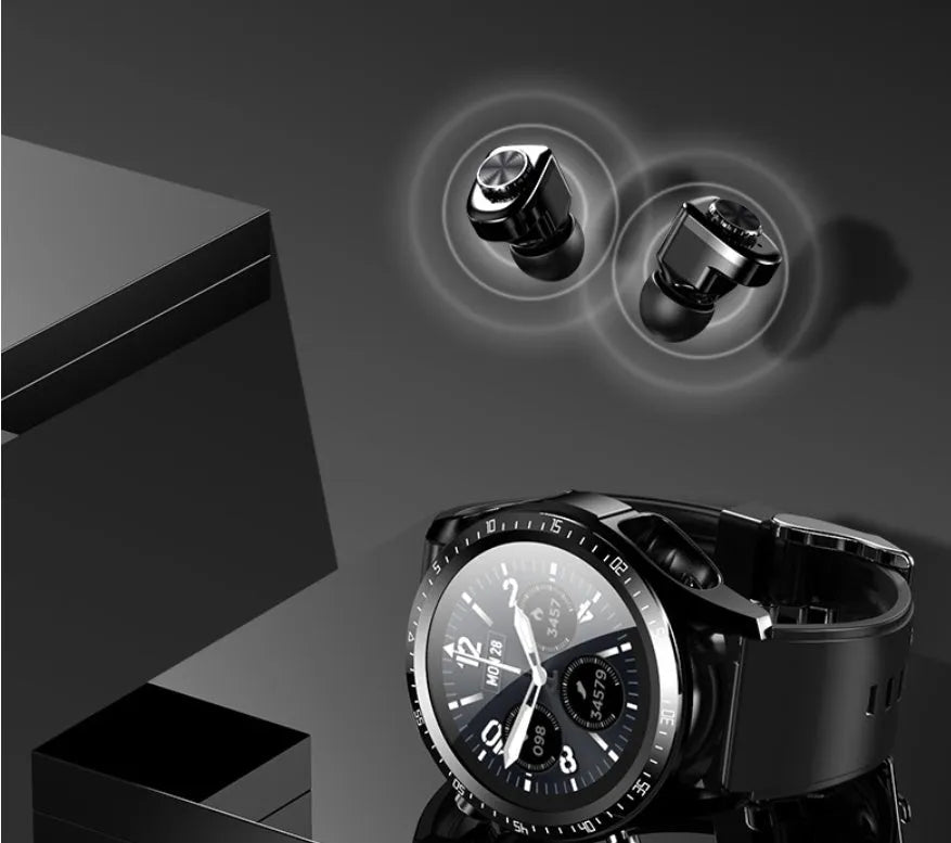 Black smart watch with blood pressure and oxygen monitoring on silicone wristband