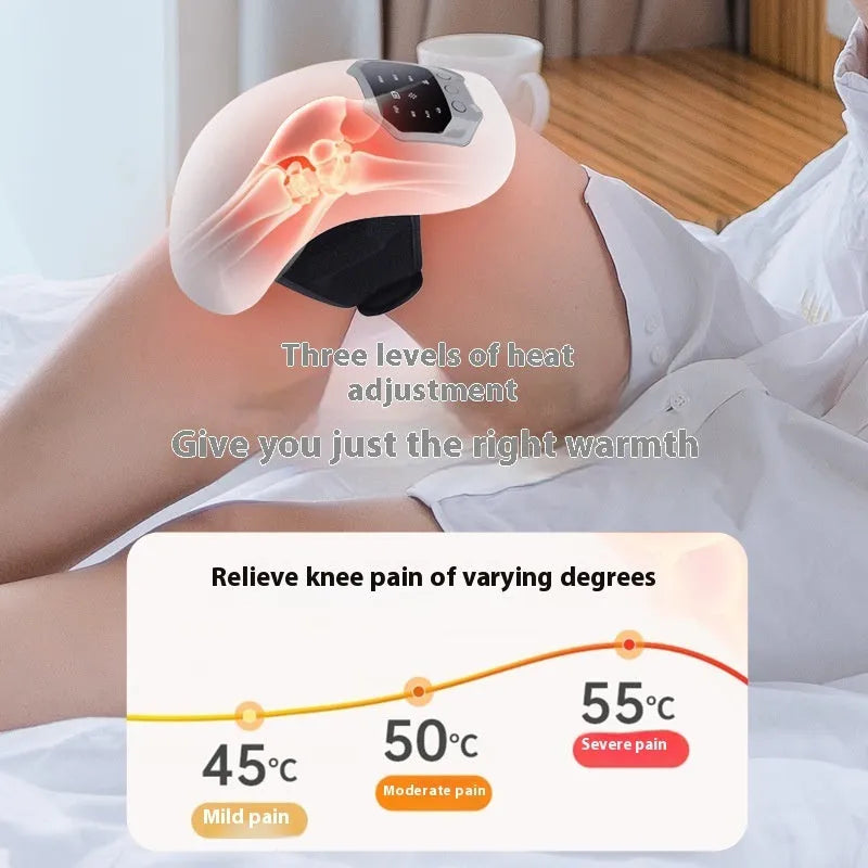 Wireless knee massager Moonlight White with red light heating and USB charging pad