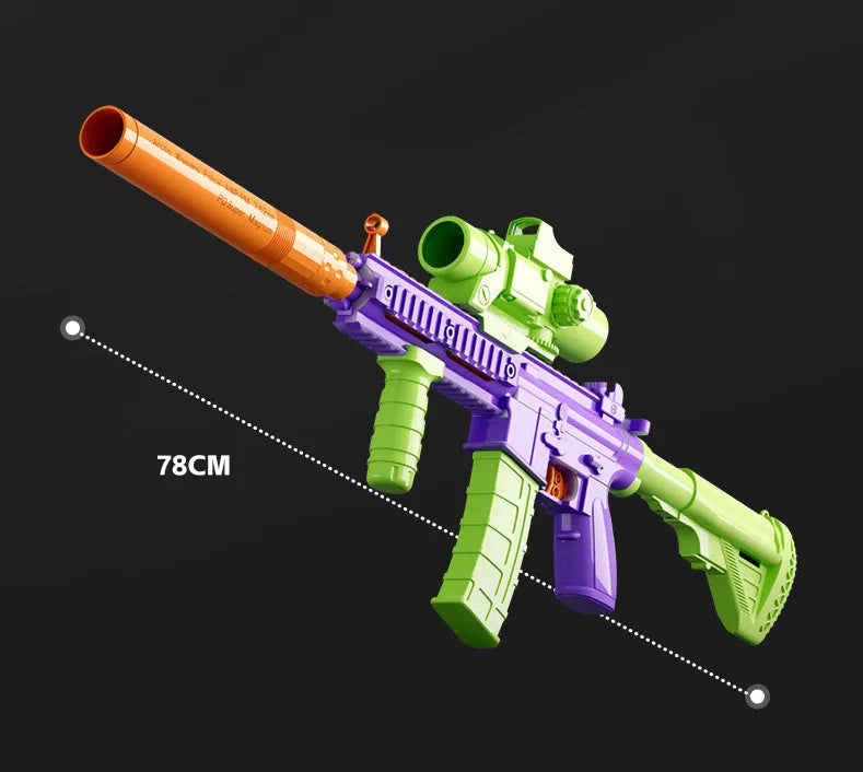 Plastic M416 radish gun soft bullet toy with throwing shell mechanism and orange warheads