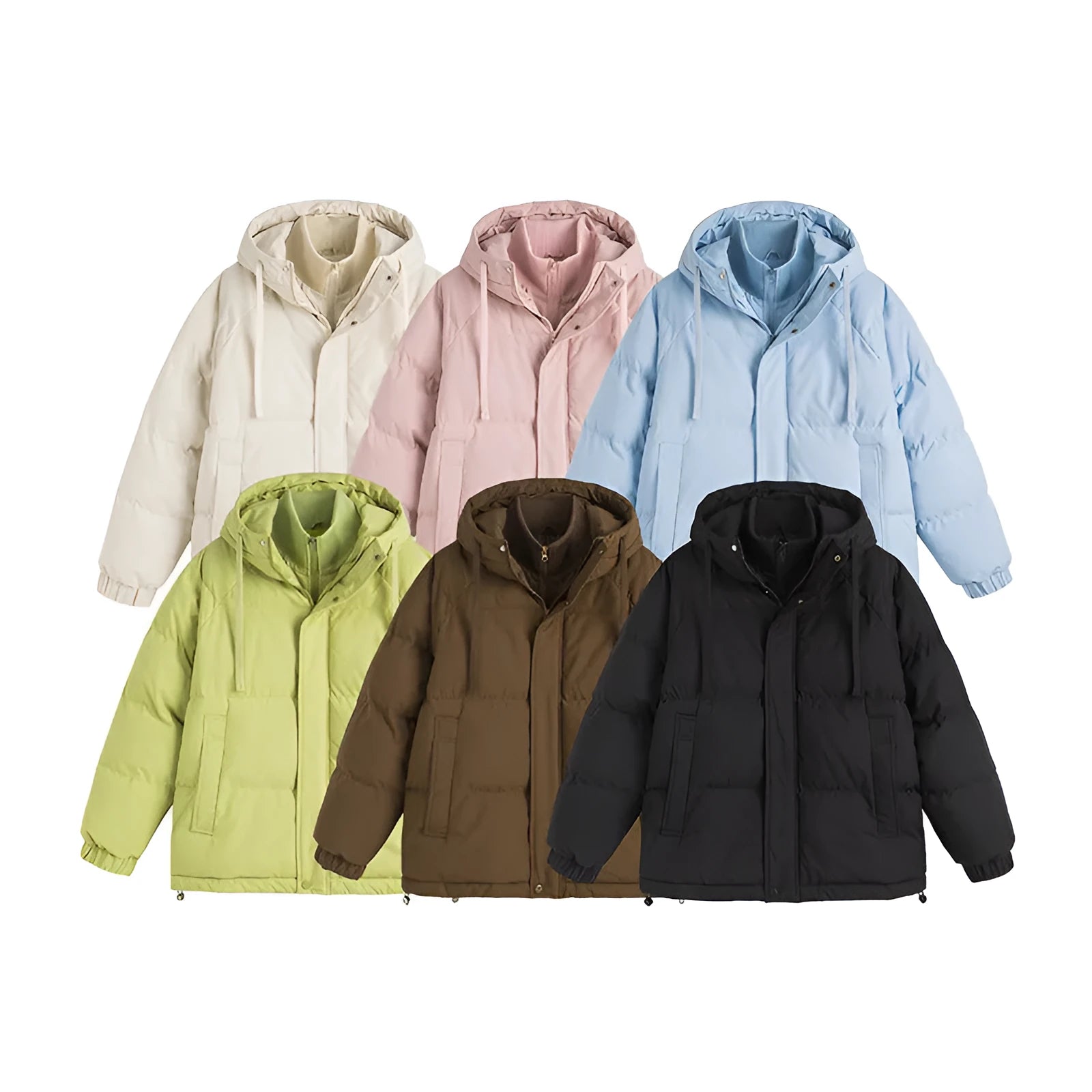 Loose two-piece winter cotton coat with side pockets in mustard yellow colour