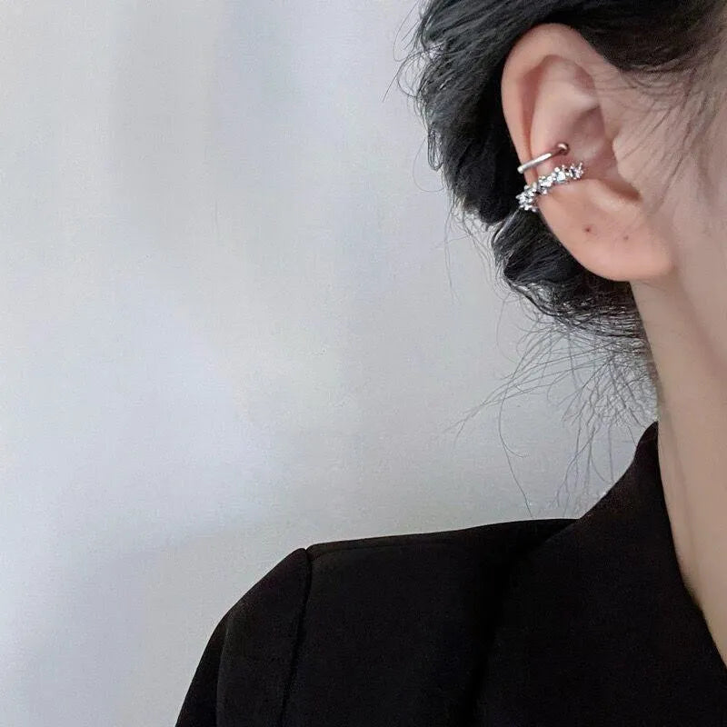 Silver geometric alloy earrings with irregular frosty style and clip-on fitting