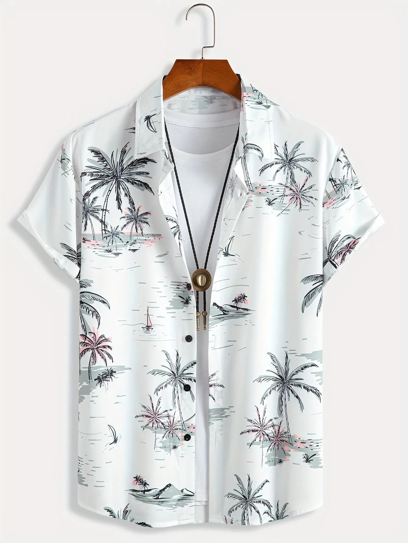 Men's 3D printed floral short sleeve shirt in loose cardigan style with elastic polyester fabric