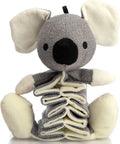 Grey koala plush dog toy with crinkle paper squeaker, measuring 30cm long.