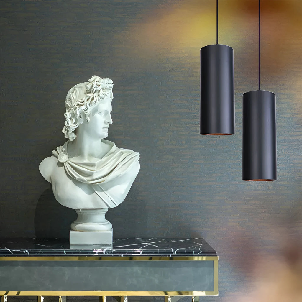 Retro iron art chandelier with a matte black finish, shown in a short and long drop version.