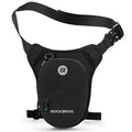 Black waterproof polyester TPU motorcycle leg bag with minimalist design
