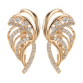 Women's copper ear clips with wing design featuring micro inlaid zircon detailing and gold-plated finish in H0195 colour