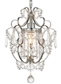 Small crystal chandelier with iron body in chrome finish, 27x27x33cm, adjustable height, LED light source