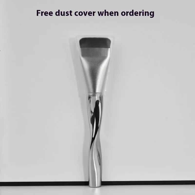 Spiral powder foundation brush with artificial fibre bristles and matching storage box