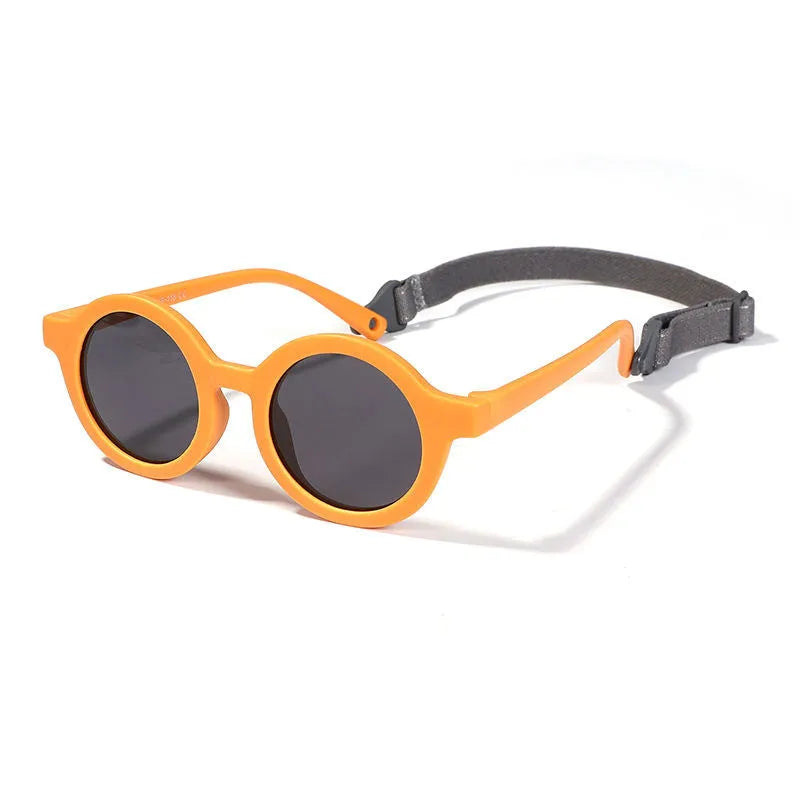 Children's silicone sunglasses with round frame and polarized lenses for 0-3 year olds