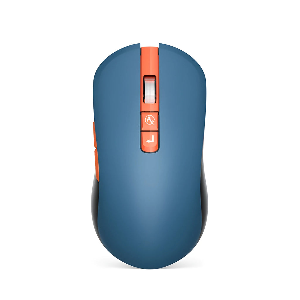 IFLYTEK voice translation wireless gaming mouse with mute microphone on a desk.