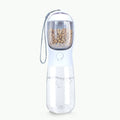 Portable cat and dog outdoor dual-purpose brigade kettle water cup in milk white with detachable 550ml water and 100g grain compartments