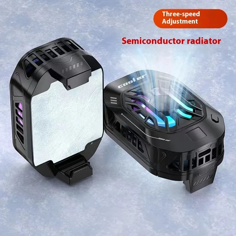 Mobile phone radiator with semiconductor refrigeration, three-gear temperature control, Type-C interface, ABS construction, 83x53x40mm, white colour option