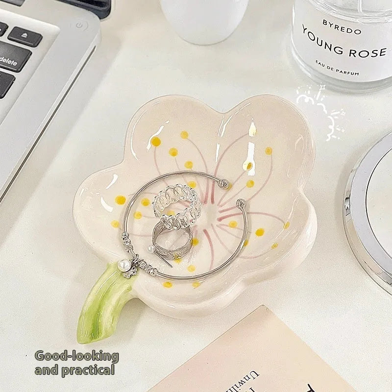 Yellow white porcelain storage tray with optional night light in modern simplicity style