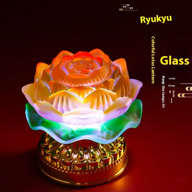 Chinese style Buddha lotus lamp in yellow ABS plastic for household decoration