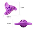 Blue and purple boomerang shaped dog chew toy for medium and large breeds