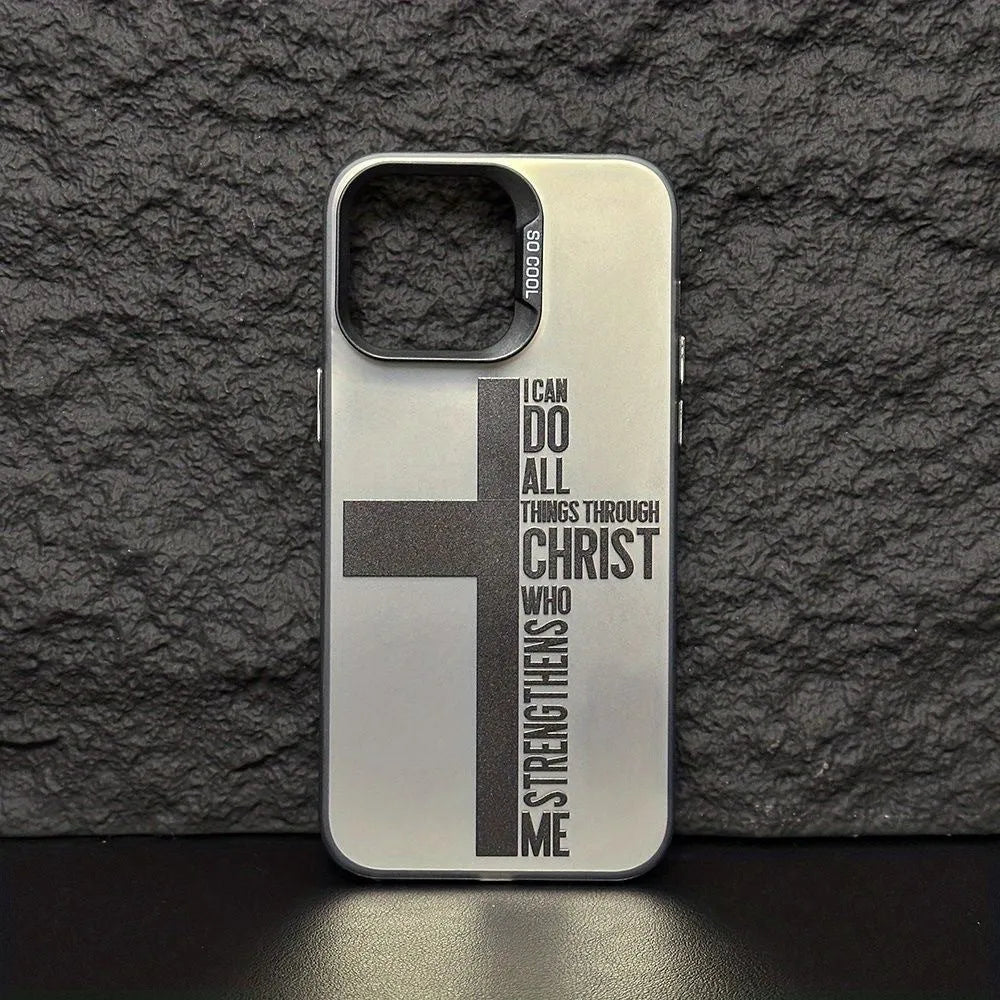 Cross English colour silver drop-resistant hard PC phone case for Apple iPhone in black