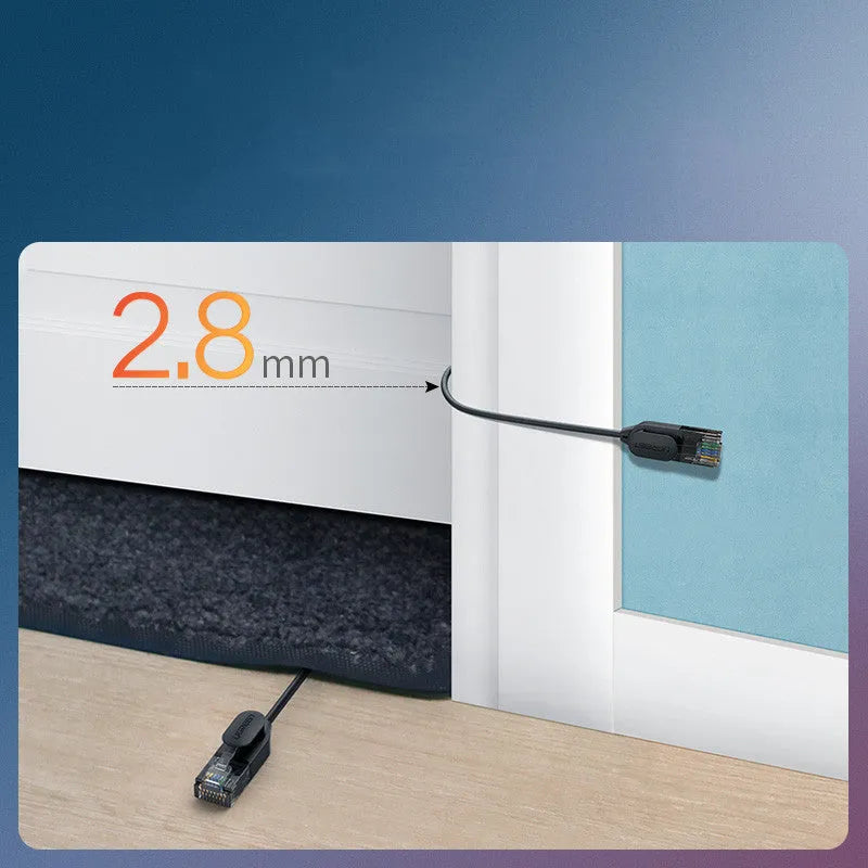 Black plastic high-speed network cable for home broadband router connection