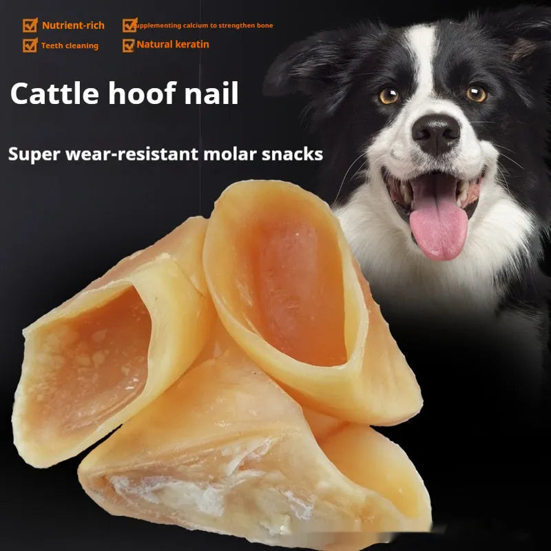 Natural cowhide hoof shell dog chew grinding rod for small and large dogs.