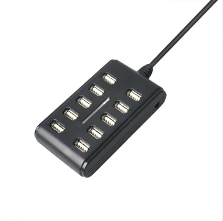 10-port USB 2.0 hub with indicator light for computer connectivity