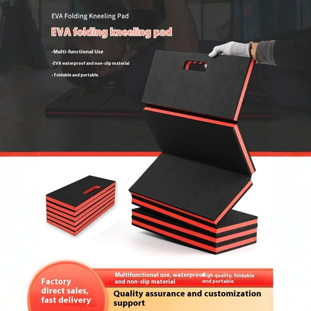 Folding EVA kneeling mat for car repair measuring 116 x 40 x 2.5 cm thickness
