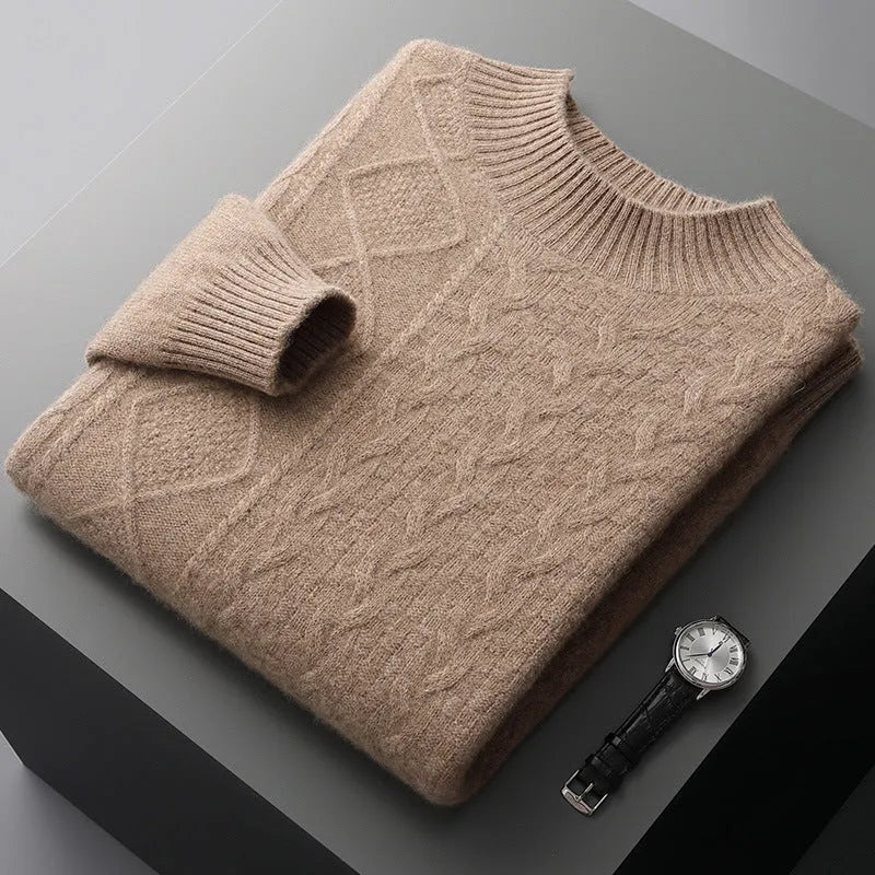 Loose wool pullover knitwear top in Brown Red, Mist Blue, Raw Velvet Beige and Raw Velvet Camel, long sleeve, sizes S-XXXL