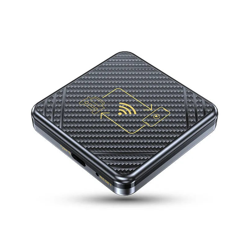 Wireless CarPlay and Android Auto smart box adapter in ABS plastic with USB connection